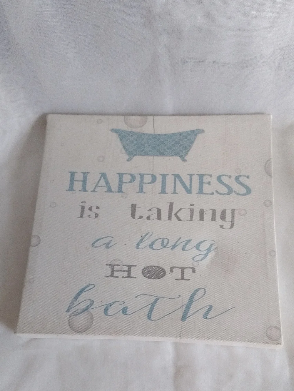 Home Bath Canvas Sign - Blue/Gray 